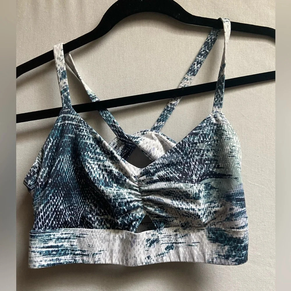 Fabletics Kenzie  fossil print sports bra Sz S